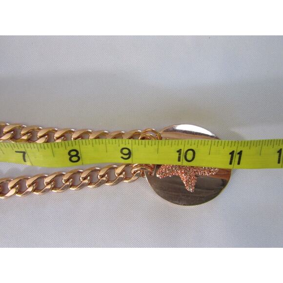 Fresh Gold Tone Starfish Rhinestone Pendant Chain Necklace 22" Oval Boho Ocean - Picture 6 of 6